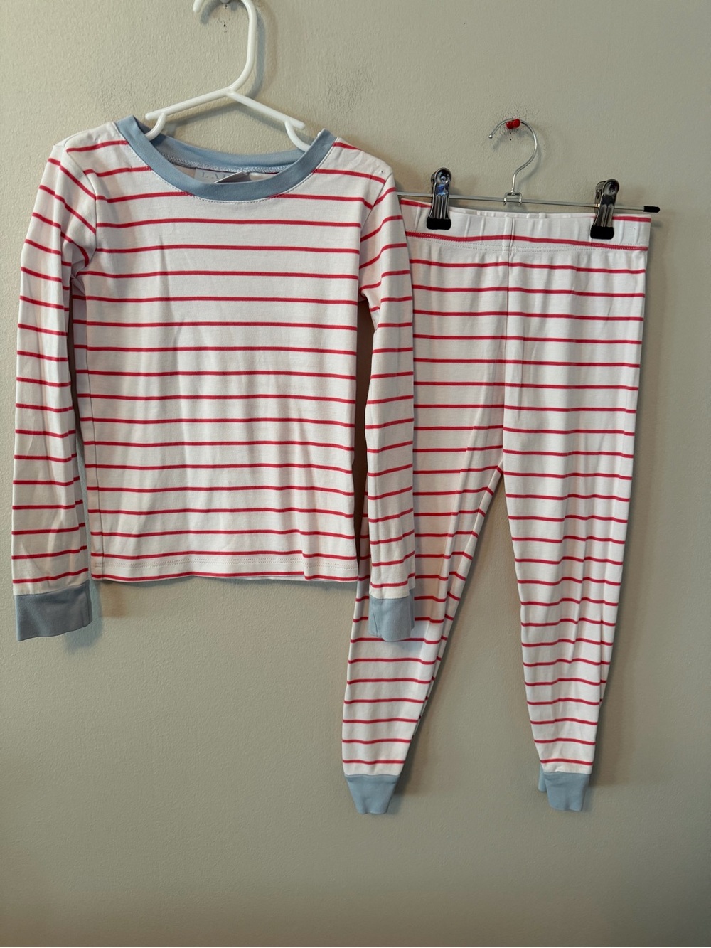 Lake Girls White and Pink Stripe Long-Sleeve Pajama Set